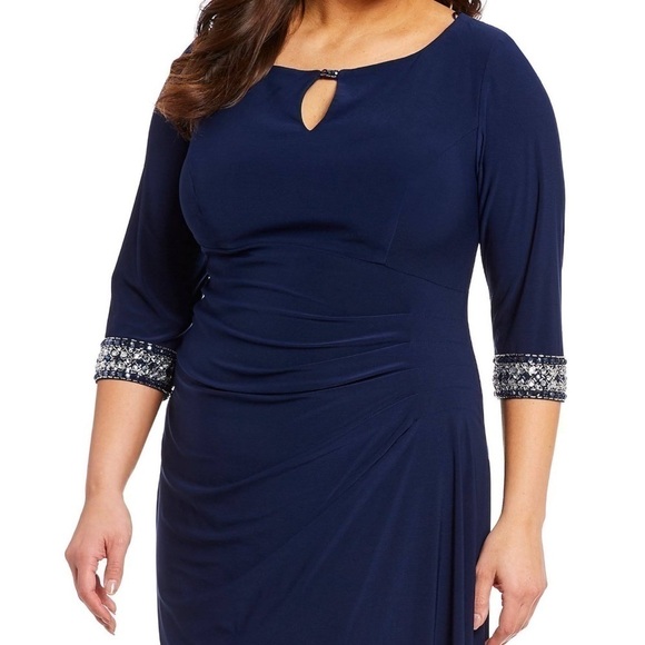 ALEX Evenings Jeweled Cuff Column Formal Gown - Picture 4 of 15